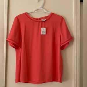 J.Crew Peach Crewneck Short Sleeve Blouse. Size Medium. NWT.